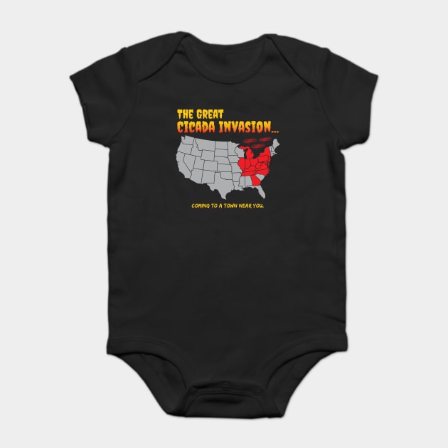 Cicada Invasion Coming to These States in US Map Funny print Baby Bodysuit by creative